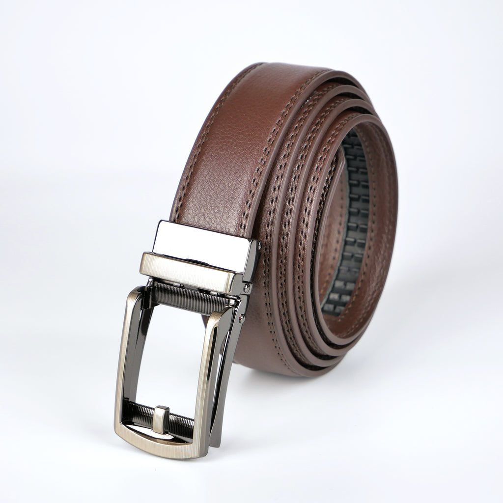 Klassiskt brunt bälte med automatiskt mörkt spänne Livremmar