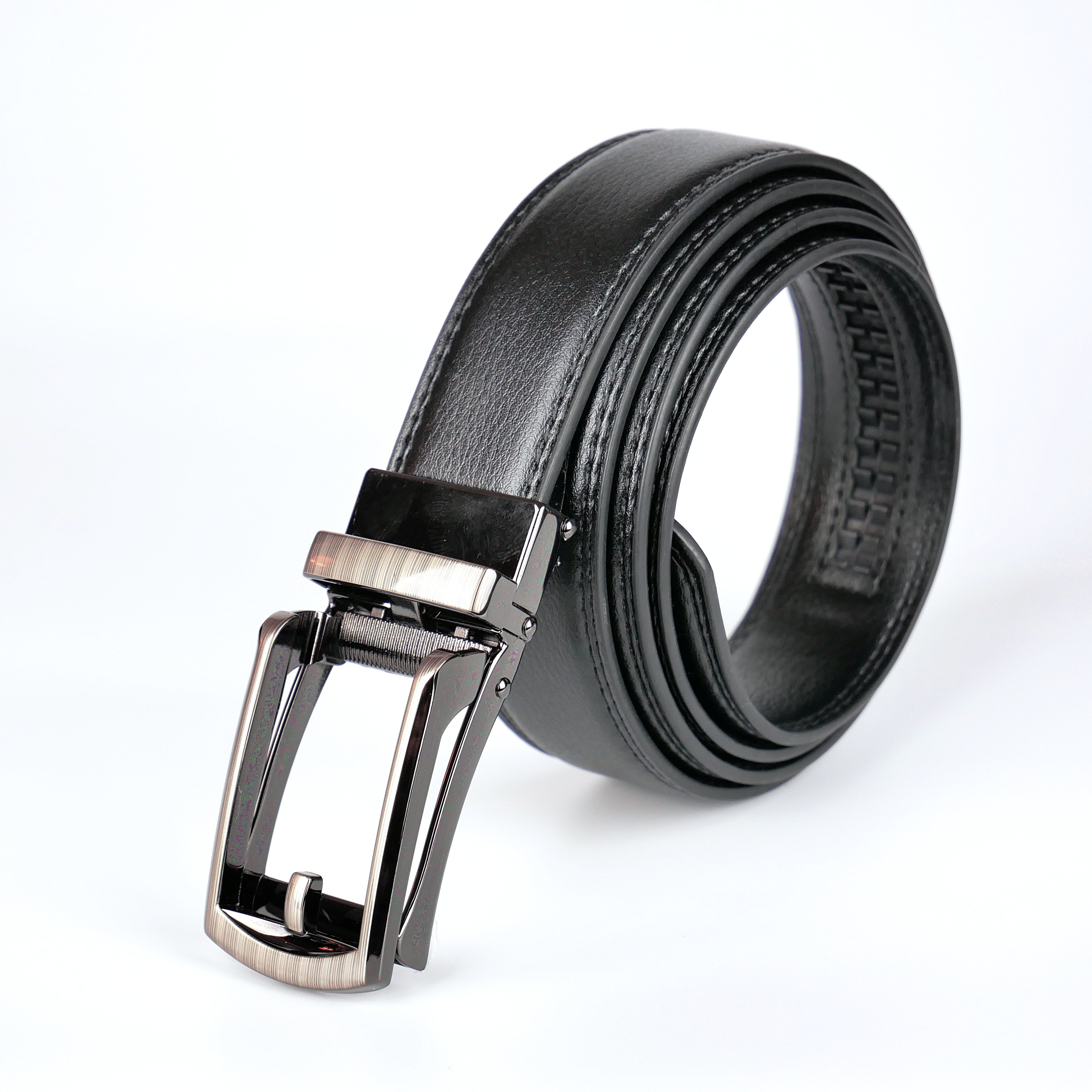 Klassiskt svart bälte med automatiskt mörkt spänne Livremmar