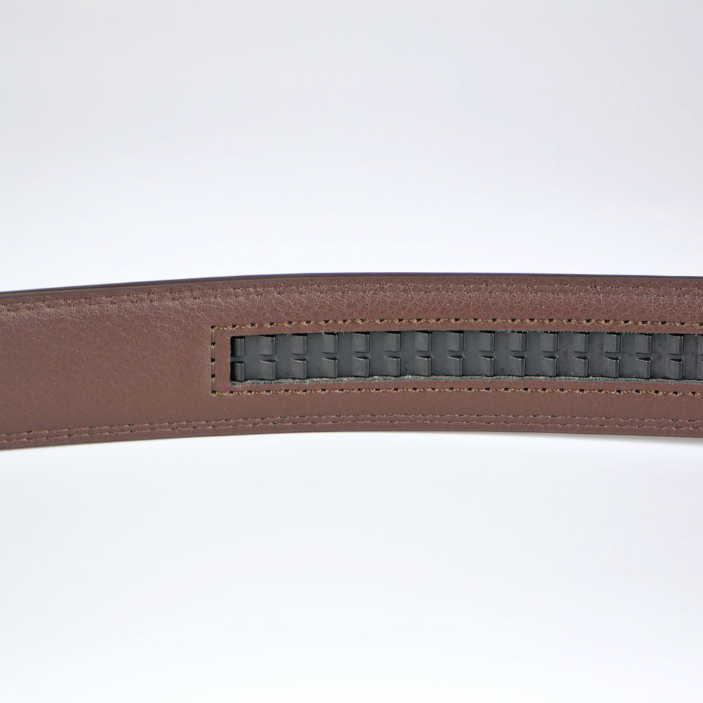 Klassiskt brunt bälte med automatiskt silver spänne Livremmar