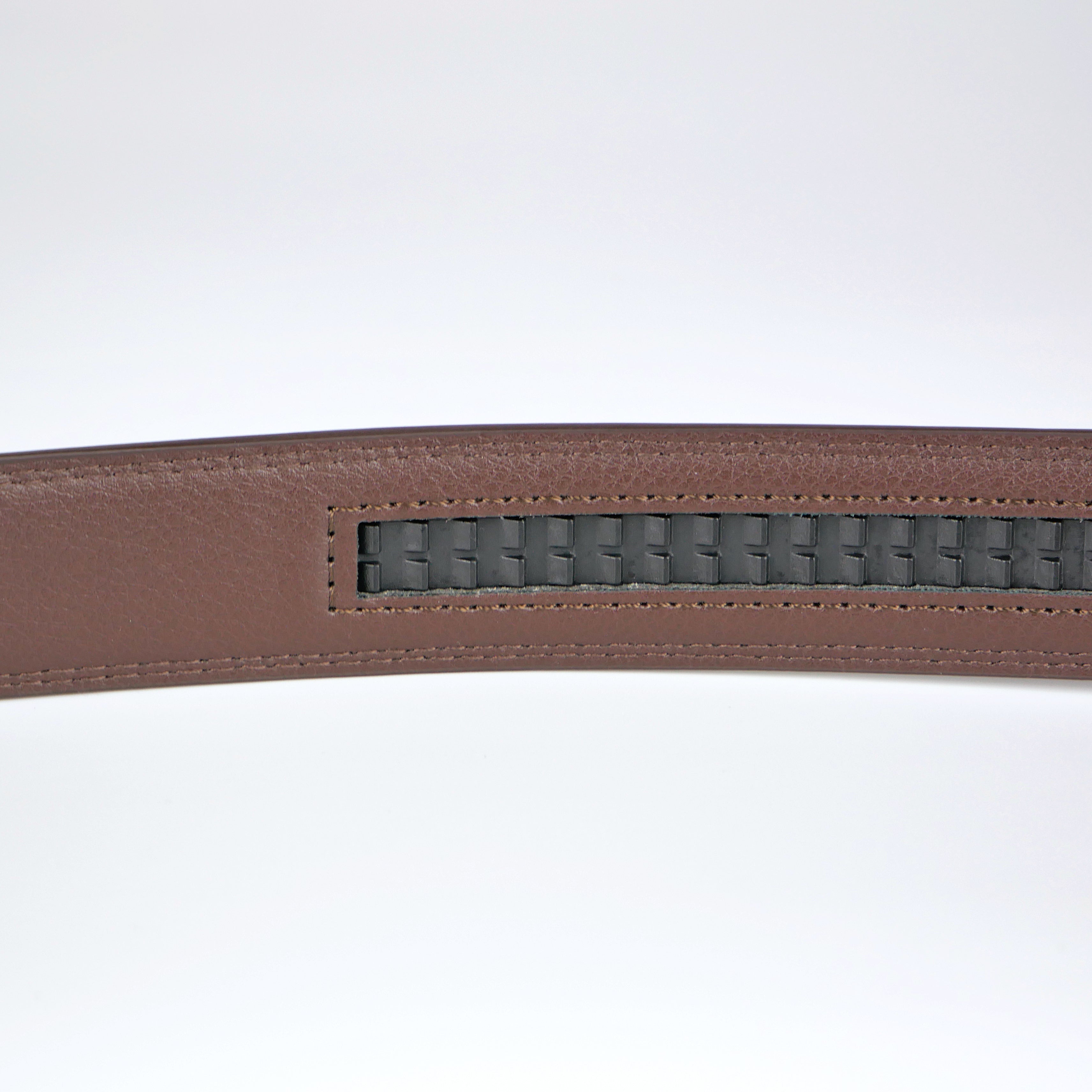 Klassiskt brunt bälte med automatiskt silver spänne Livremmar