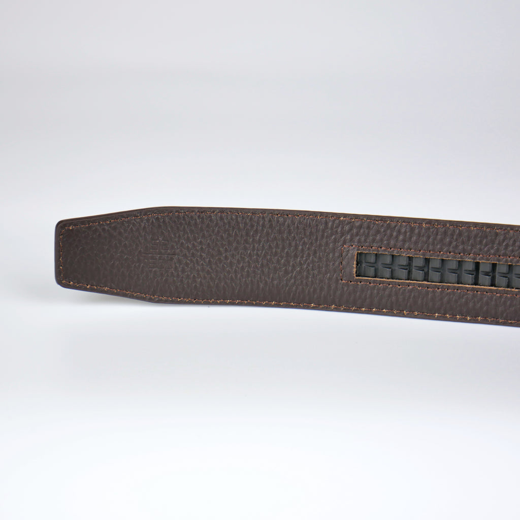 Standard brunt bälte med automatiskt silver spänne Livremmar