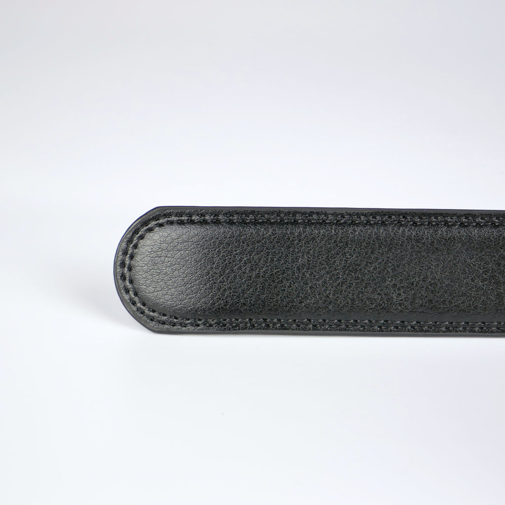 Klassiskt svart bälte med automatiskt silver spänne Livremmar