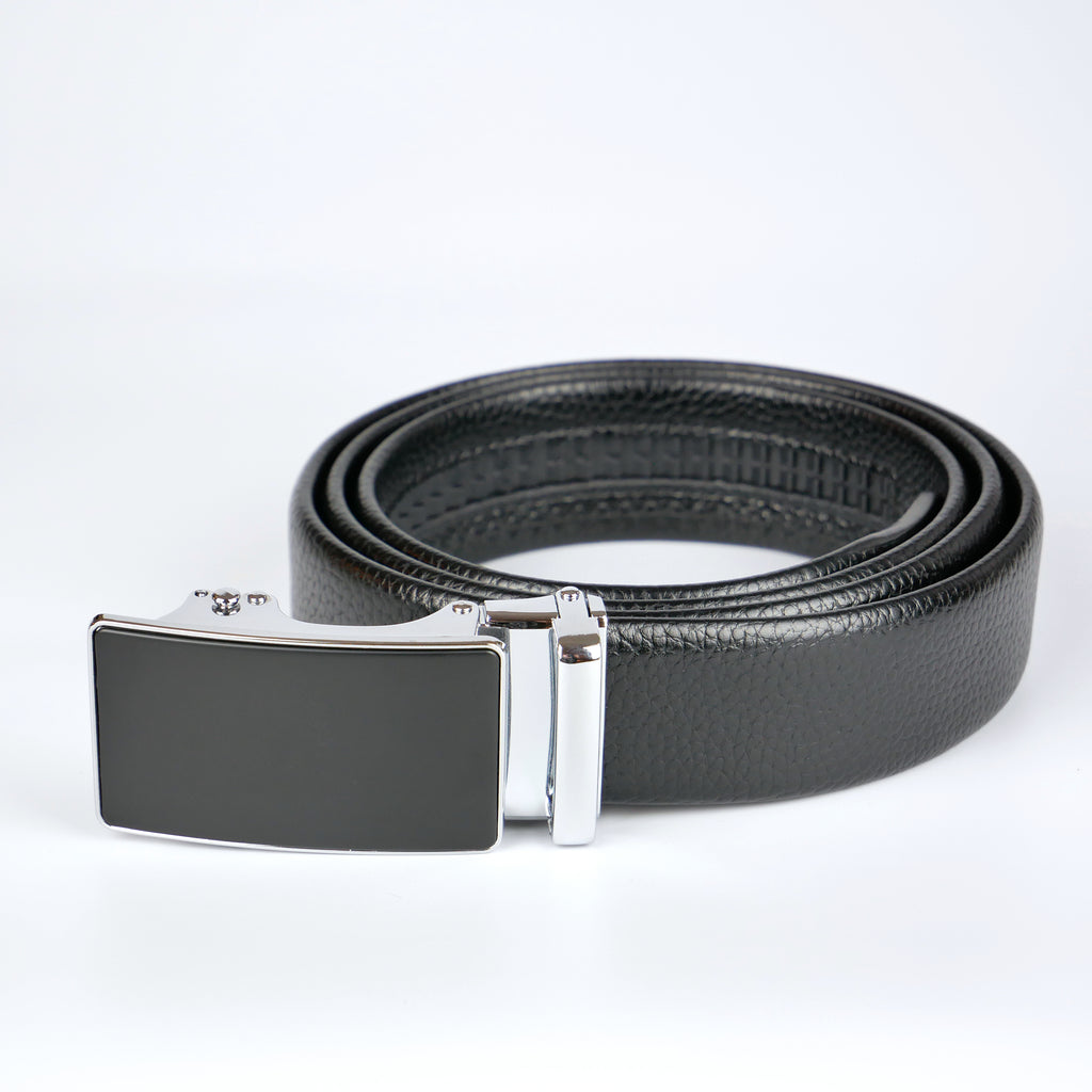 Standard svart bälte med automatiskt silver/svart spänne Livremmar