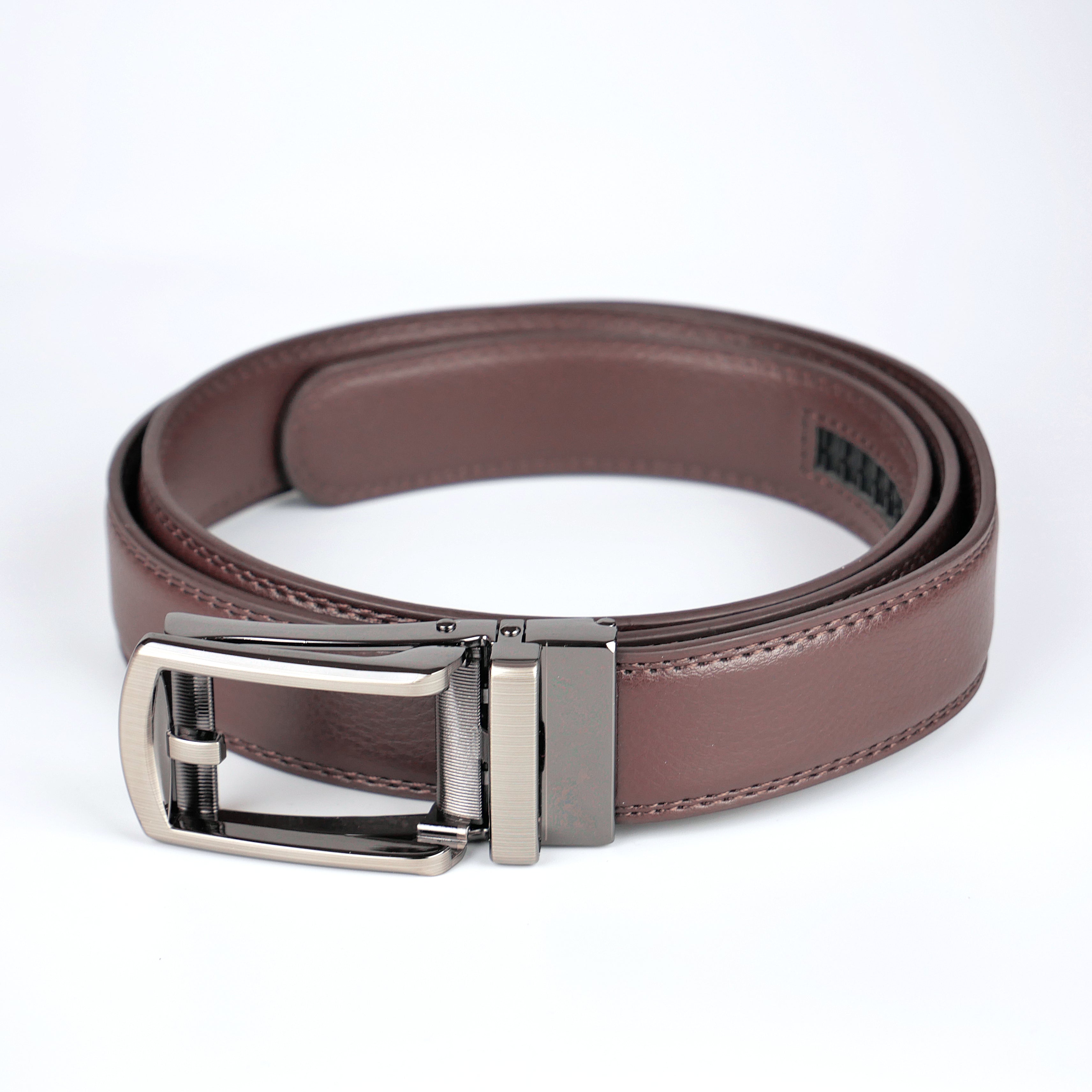 Klassiskt brunt bälte med automatiskt mörkt spänne Livremmar