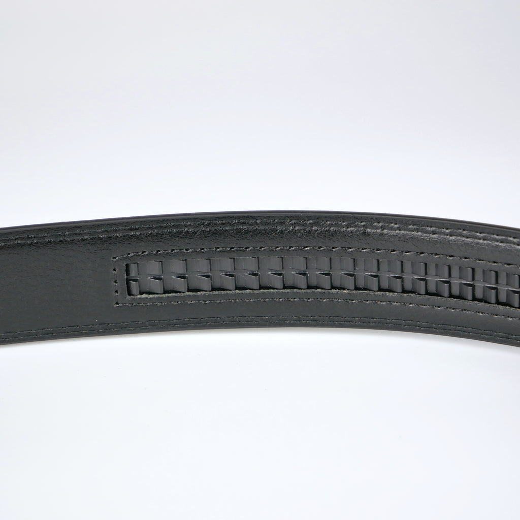 Klassiskt svart bälte med automatiskt silver spänne Livremmar